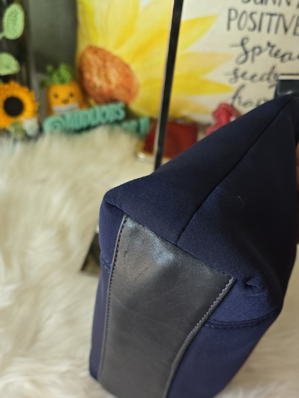 Coach Neo Prene  Crescent HOBO Navy Shoulder Bag with Black Trim GUC 2009 - Picture 12 of 17